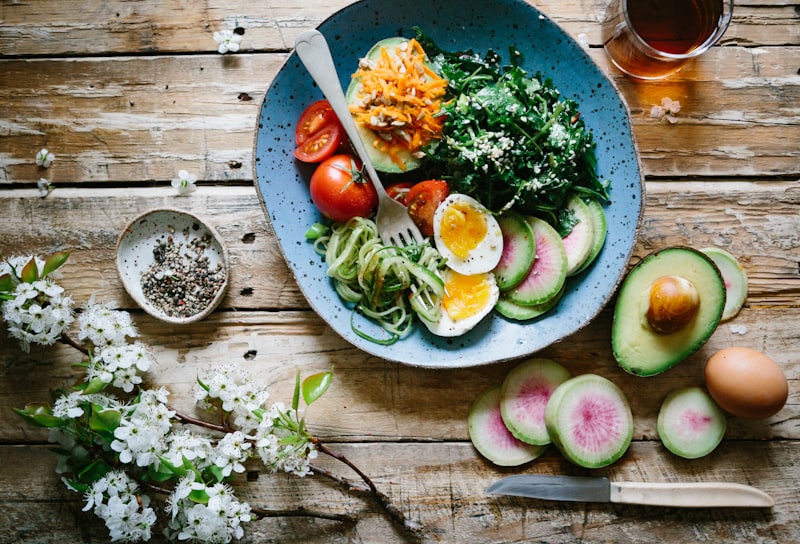 Fresh healthy food arrangement on a table